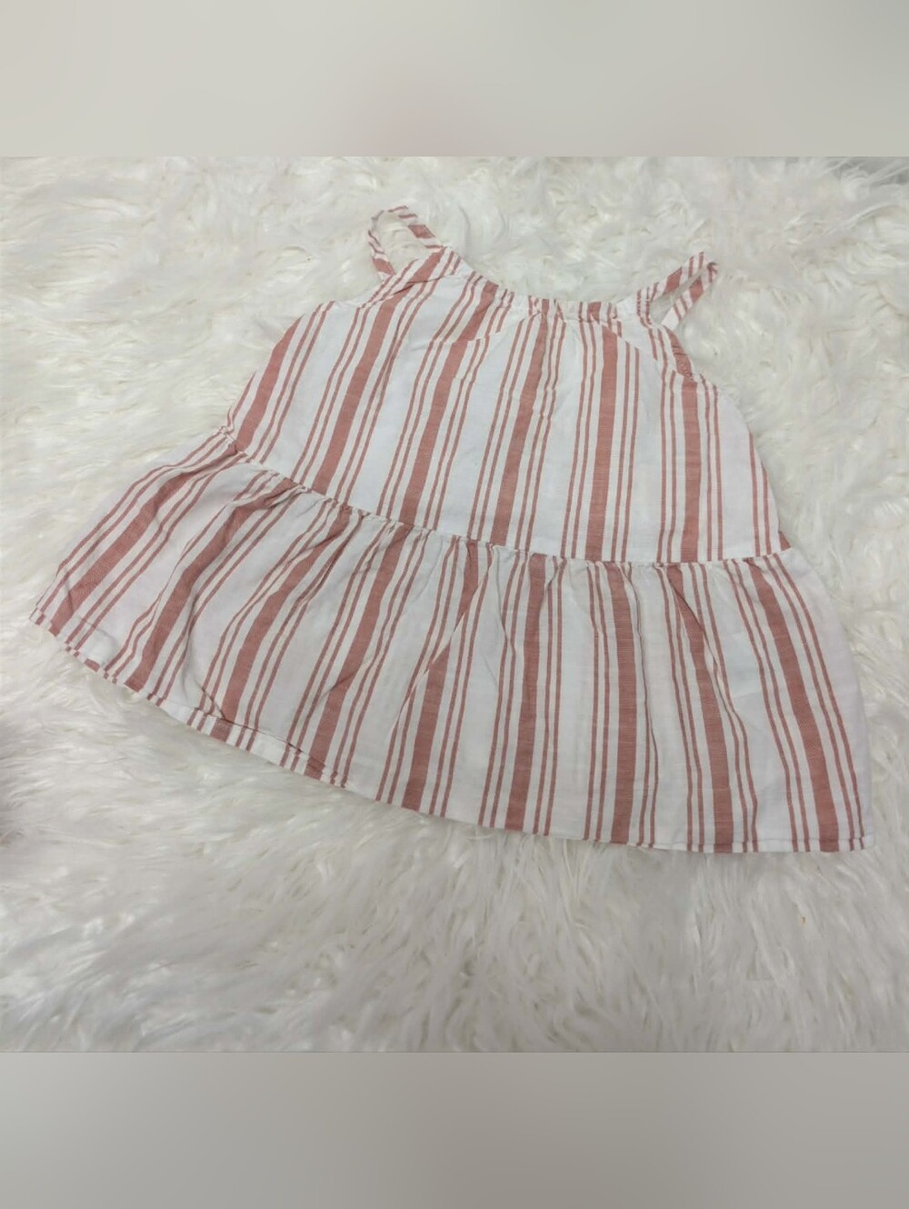 OshKosh B'gosh Pink and White Striped Sleeveless Peplum Tank